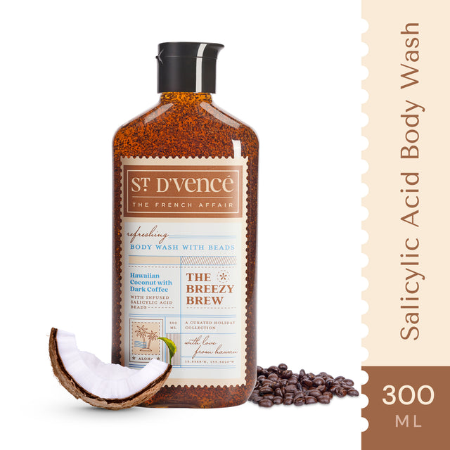 Breezy Brew - Nettoyant pour le corps à la noix de coco et au café noir avec acide salicylique, 300 ml