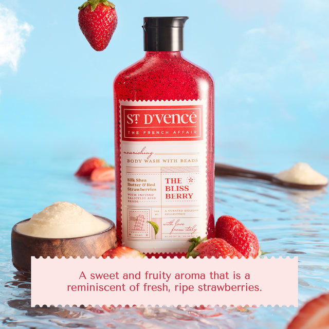 Bliss Berry - Nettoyant pour le corps à la fraise et au beurre de karité avec acide salicylique, 300 ml