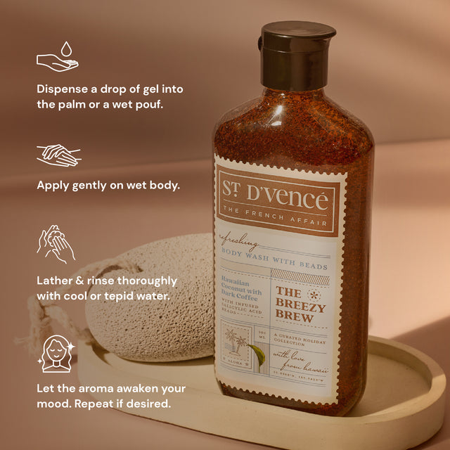 Breezy Brew - Nettoyant pour le corps à la noix de coco et au café noir avec acide salicylique, 300 ml