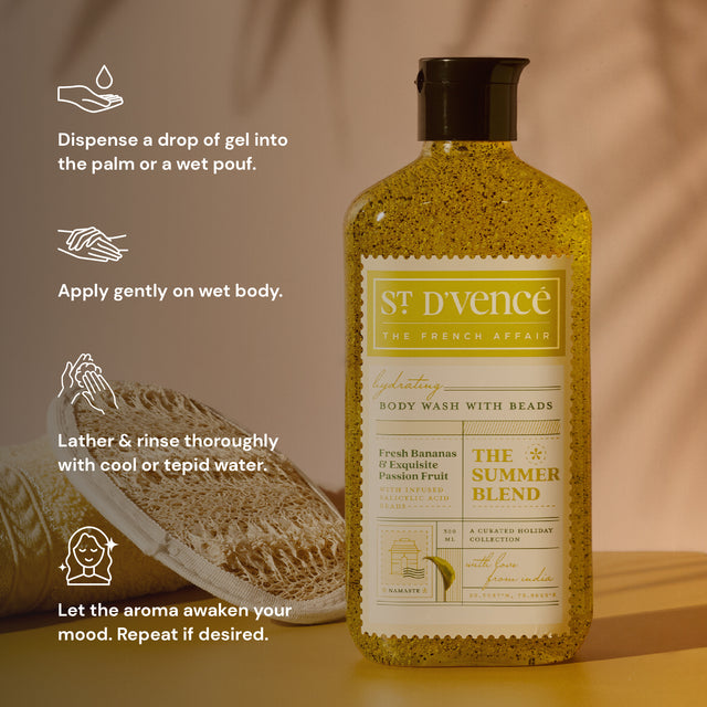 Summer Blend - Nettoyant pour le corps banane et fruit de la passion avec acide salicylique, 300 ml