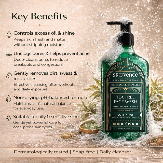 Nettoyant pour le visage à l'huile d'arbre à thé avec Neem et Aloe Vera, 150 ml