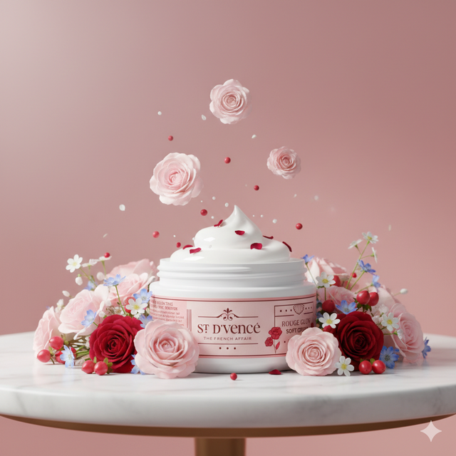 Rouge Glow - Crème douce à la rose et aux baies rouges au beurre de karité, 200 g