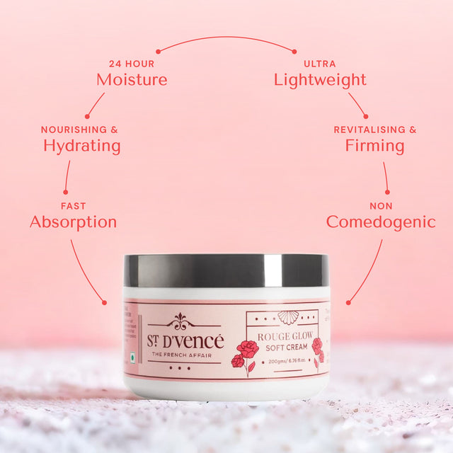 Rouge Glow - Crème douce à la rose et aux baies rouges au beurre de karité, 200 g