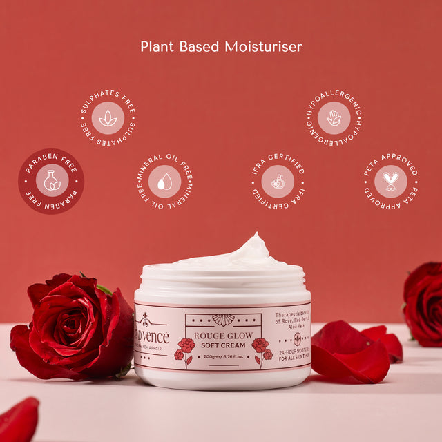 Rouge Glow - Crème douce à la rose et aux baies rouges au beurre de karité, 200 g