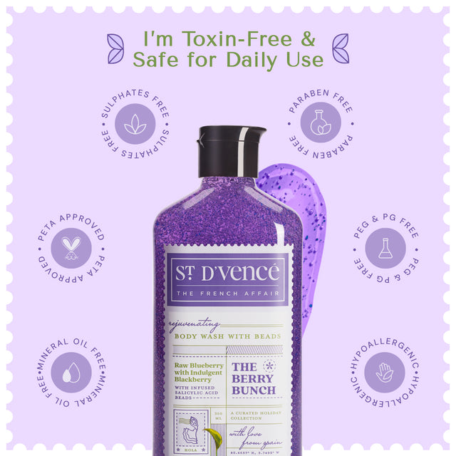 Berry Bunch - Nettoyant pour le corps myrtille et mûre avec acide salicylique, 300 ml
