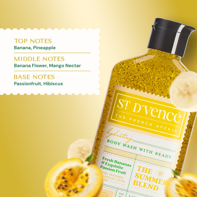 Summer Blend - Nettoyant pour le corps banane et fruit de la passion avec acide salicylique, 300 ml