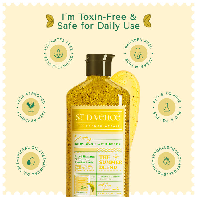 Summer Blend - Nettoyant pour le corps banane et fruit de la passion avec acide salicylique, 300 ml