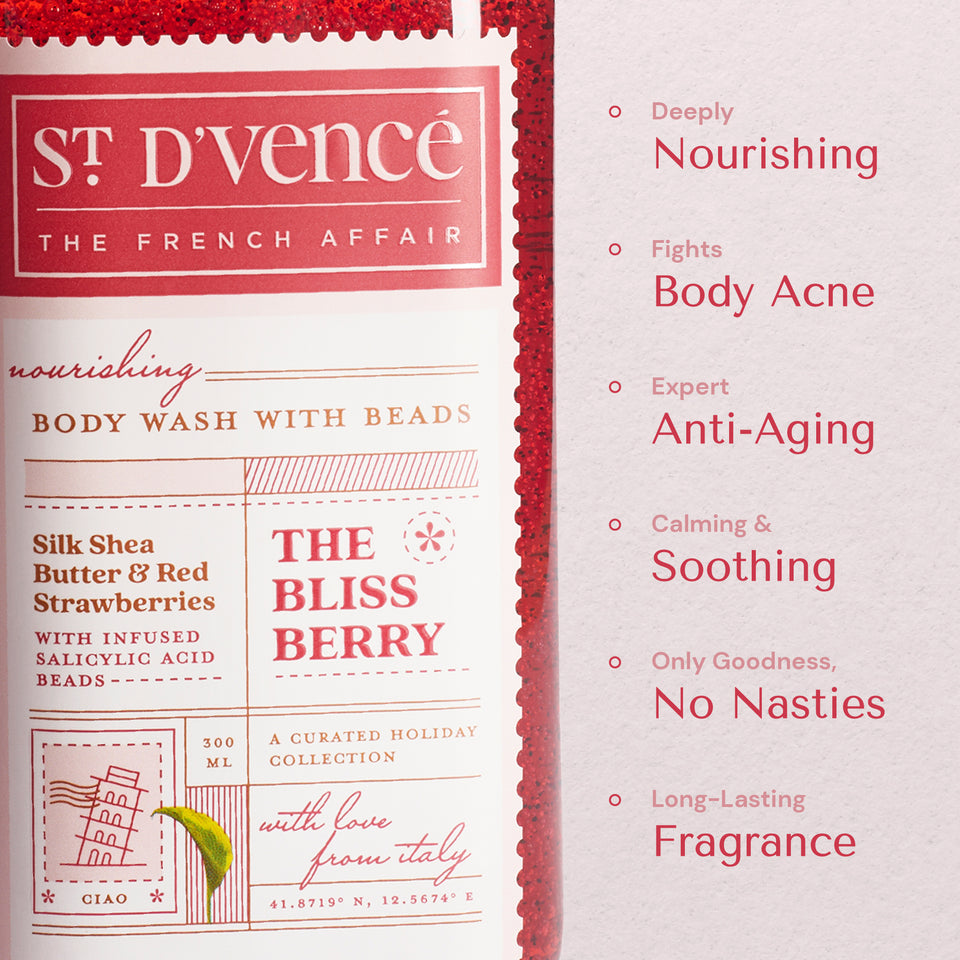 Bliss Berry - Strawberry & Shea Butter Body Wash with Salicylic Acid, 300 ml