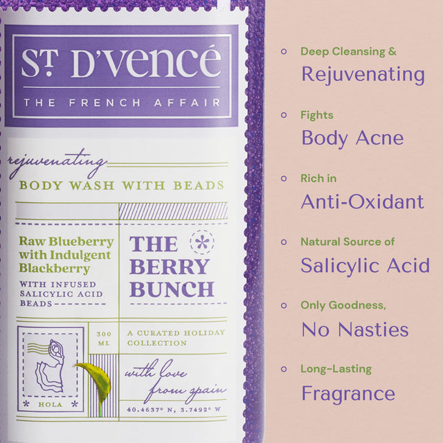 Berry Bunch - Nettoyant pour le corps myrtille et mûre avec acide salicylique, 300 ml