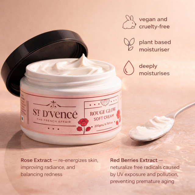Rouge Glow - Crème douce à la rose et aux baies rouges au beurre de karité, 200 g 