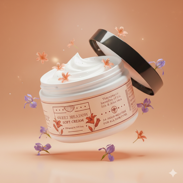 Sweet Meadow - Crème douce à la racine de lys et d'iris avec beurre de karité, 200 g 