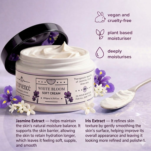 White Bloom - Crème Douce Jasmin &amp; Iris au Beurre de Karité 200 g 