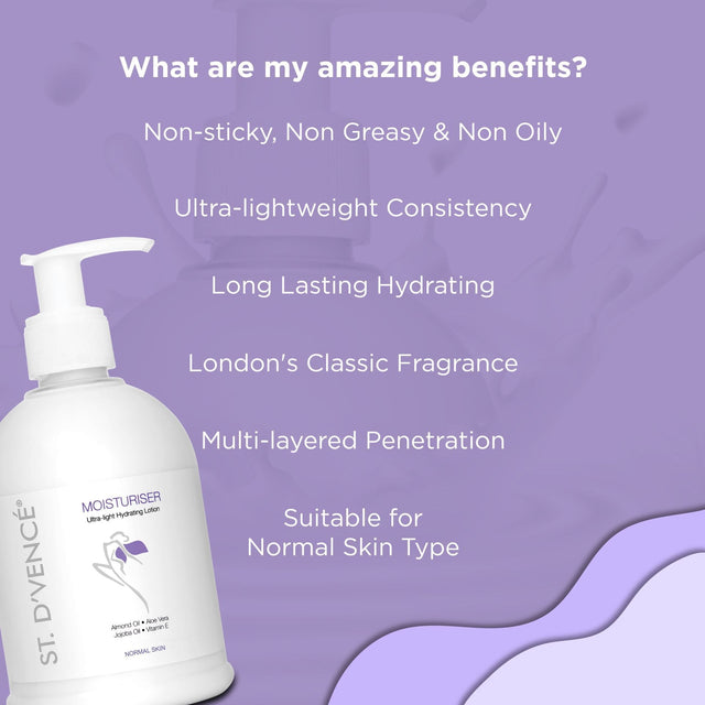 List of Amazing Benefits of this original moisturizer is it is non-sticky,non-greasy and non-oily, ultra-lightweight consistency, long lasting hydrating, has London's classic fragrance, multilayered penetration and suitable for normal skin type.