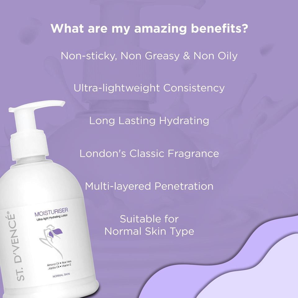 List of Amazing Benefits of this original moisturizer is it is non-sticky,non-greasy and non-oily, ultra-lightweight consistency, long lasting hydrating, has London's classic fragrance, multilayered penetration and suitable for normal skin type.