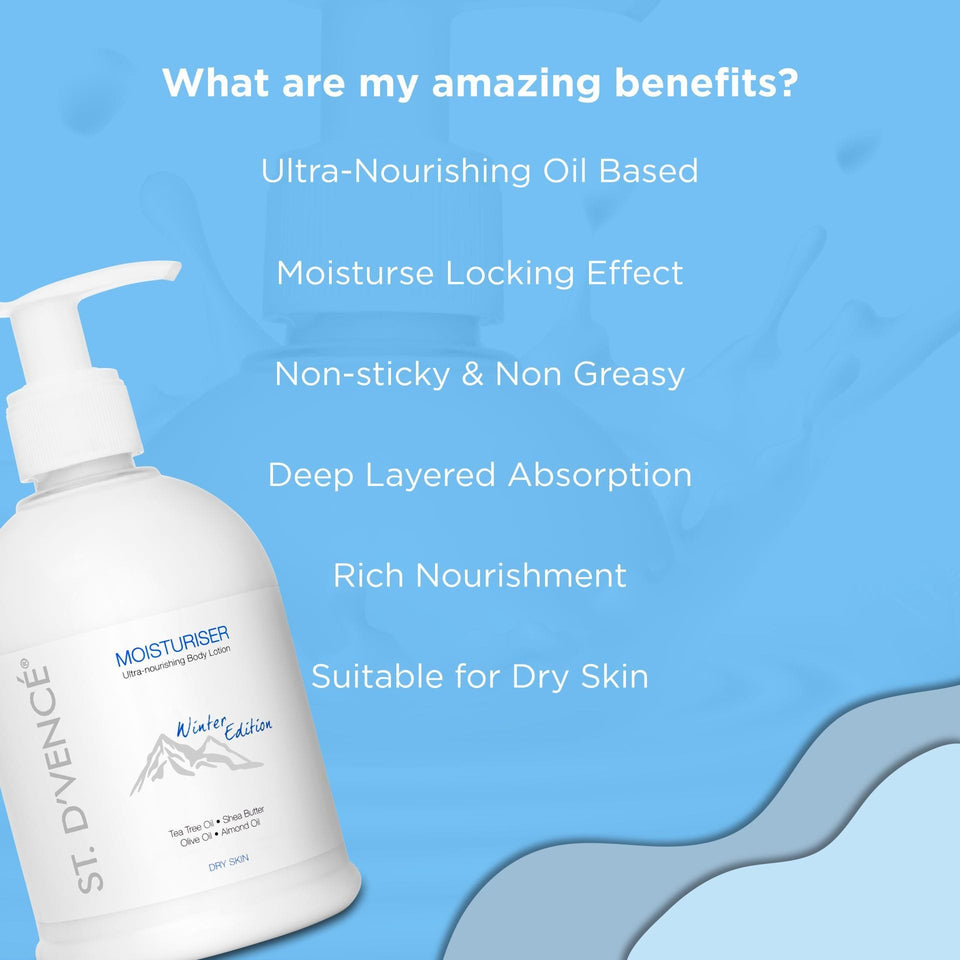 List of Amazing Benefits of this moisturizer is it is ultra-nourishing oil based, has moisture locking effect, deep layered absorption, is non-sticky and non greasy, rich in nourishment and suitable for dry skin type.